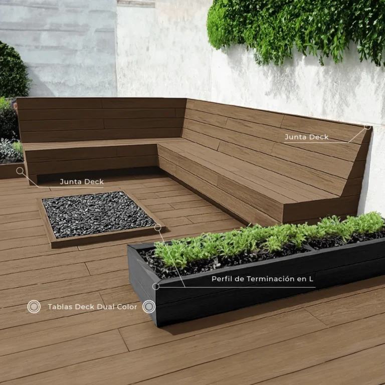 Deck Dualcolor. Co-Extruido. Tabla de 220cm. Teak-Charcoal