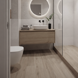 Piso Flotante SPC 6mm con manta incorporada. Roble Gris.