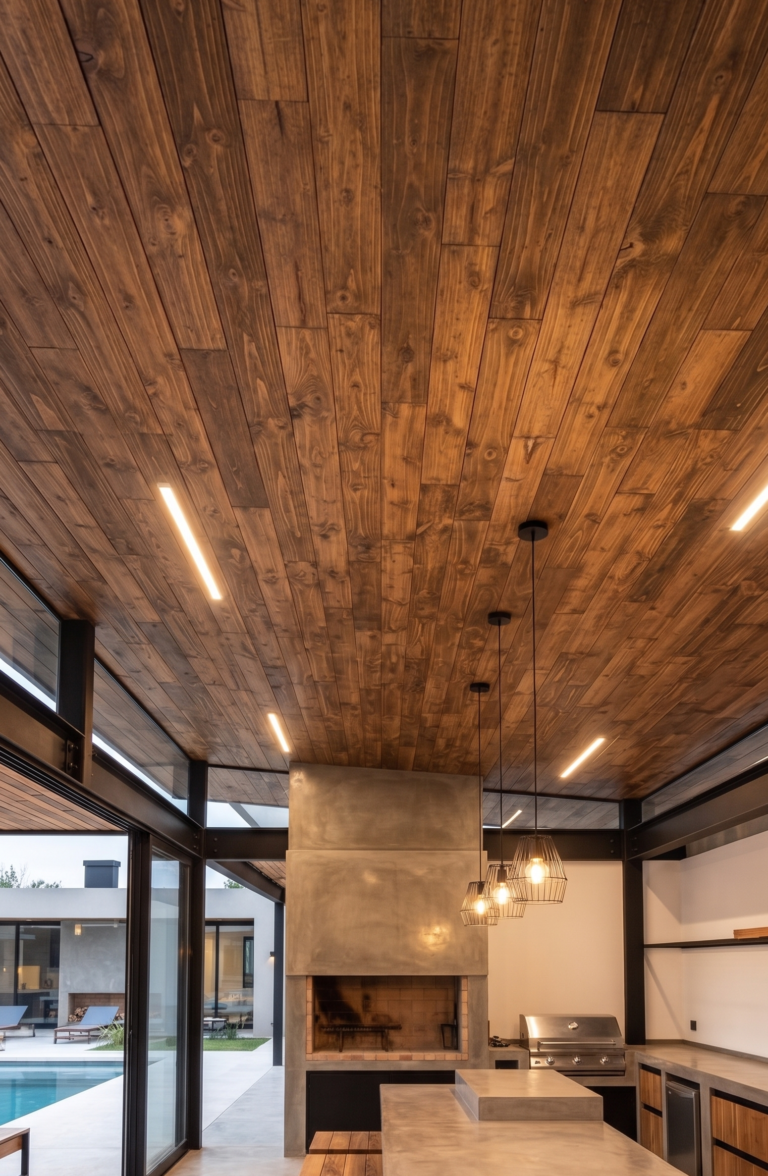 Cielorraso likeWOOD-Apto Exterior Fibra de Vidrio. Teka