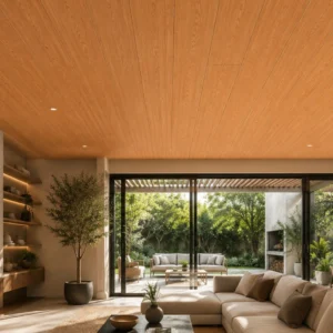 Cielorraso PVC de 290 x 25cm. Espesor 8mm. Cerezo